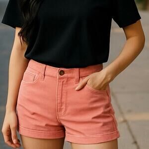 Women's Denim Jean Shorts Cuffed Pink Size 10 NWT Boho Chic Coquette Serra